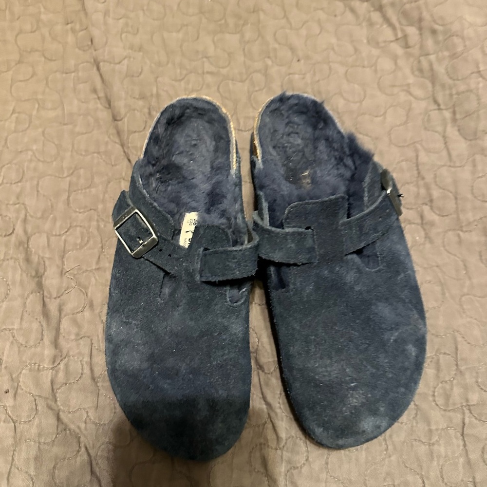 Birkenstock Cozy Blue Suede Slip-On Shoes